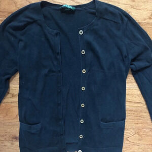 Ralph Lauren Black Sweater with Gold Buttons